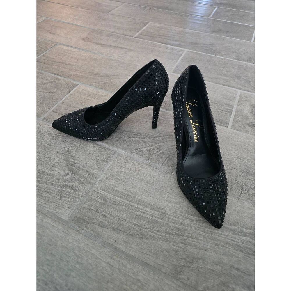 Women's Lauren Lorraine Dazzle Black Stilleto Pumps Black Size 7.5